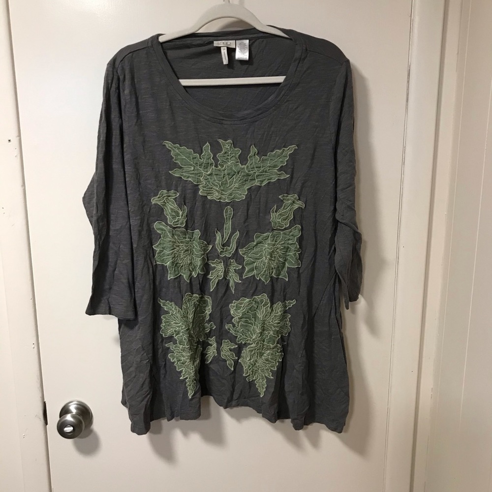 Logo olive green cotton slub top